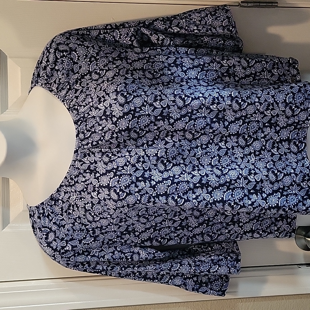 Michael Kors Paisley Print Bell Sleeve Blouse Size XL